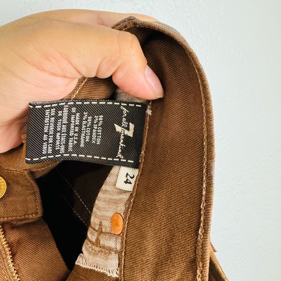 NEW 7 for All Mankind Bronze/ Gold Metallic Shiny Leopard Jeans - Picture 9 of 9